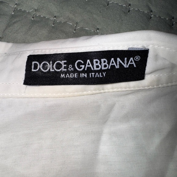Dolce & Gabbana White Ruffle Button-Down Blouse no size tag.  See measurements - Picture 5 of 16